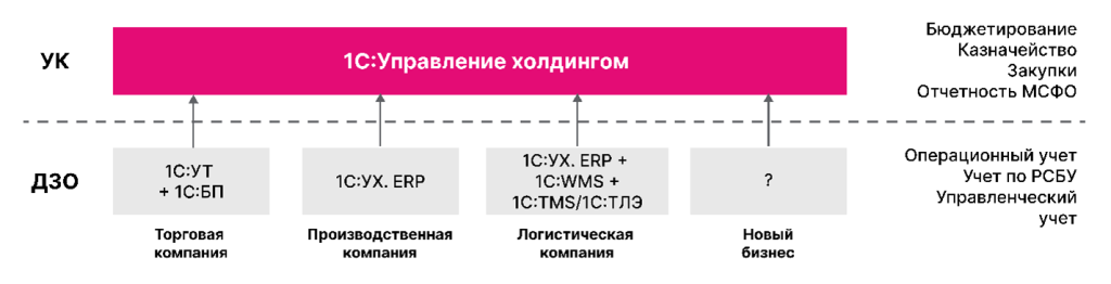 Архитектура внедрения для многоотраслевого холдинга